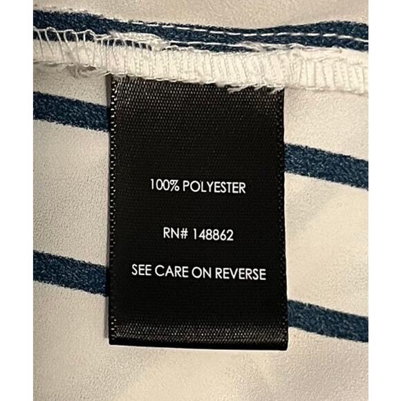 Torrid Long Sleeve Shirt Madison Georgette Teal Stripe 0X - Picture 9 of 11